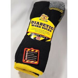 RUFF & TUFF Workwear DIABETIC Work Socks Heavy Duty black‎ 5 pack/pair size 7-12